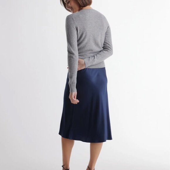 Quince Skirt, SZ S, Midi, Navy Blue , 100% Washable Silk, NWT - Picture 2 of 3